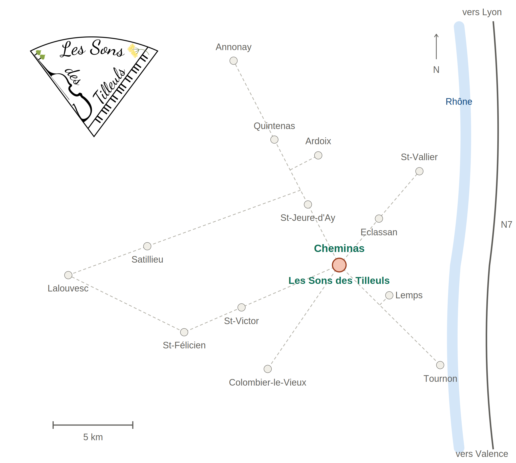 Plan de situation - Les Sons des Tilleuls à Cheminas, Ardèche